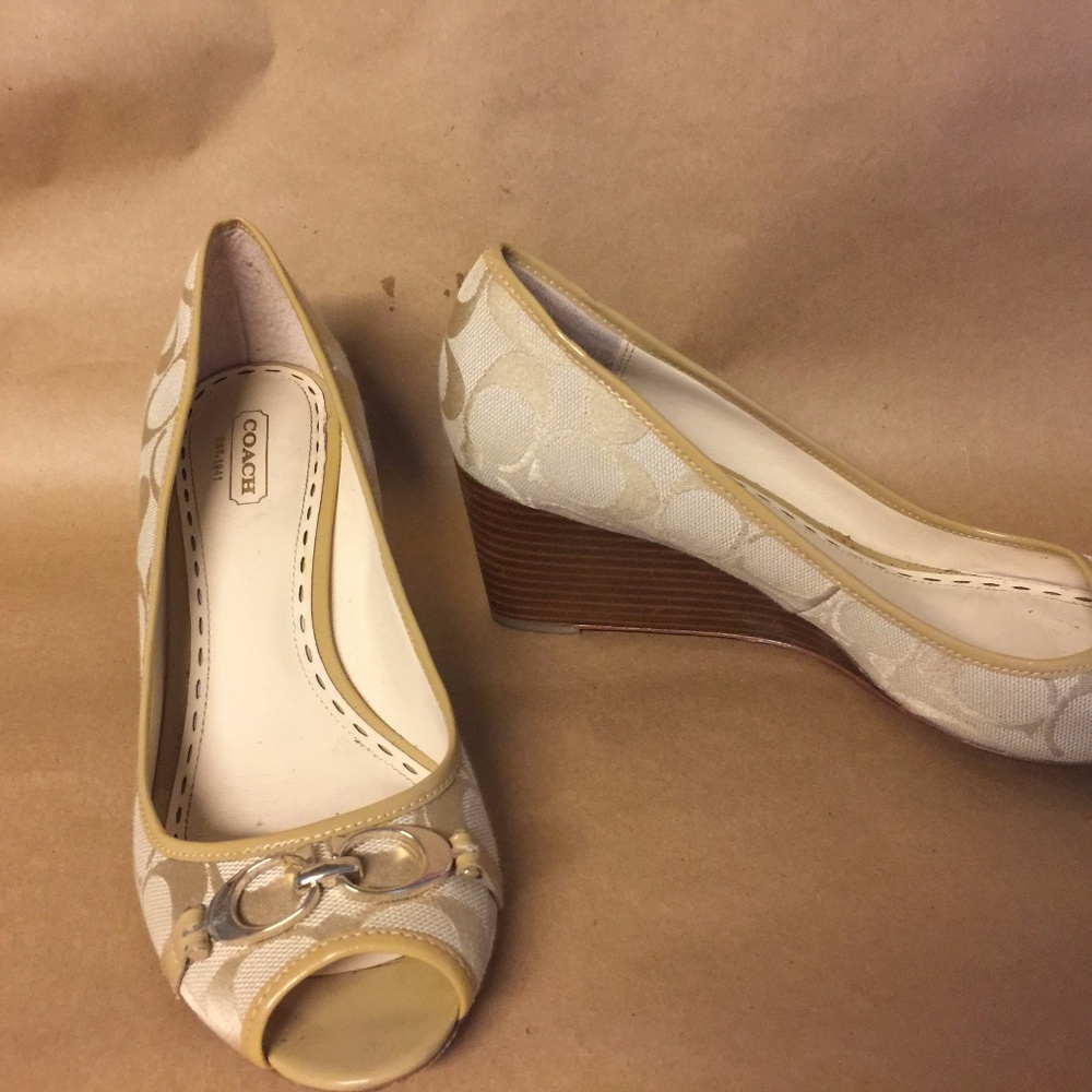 Coach open toe wedge Logo shoes
